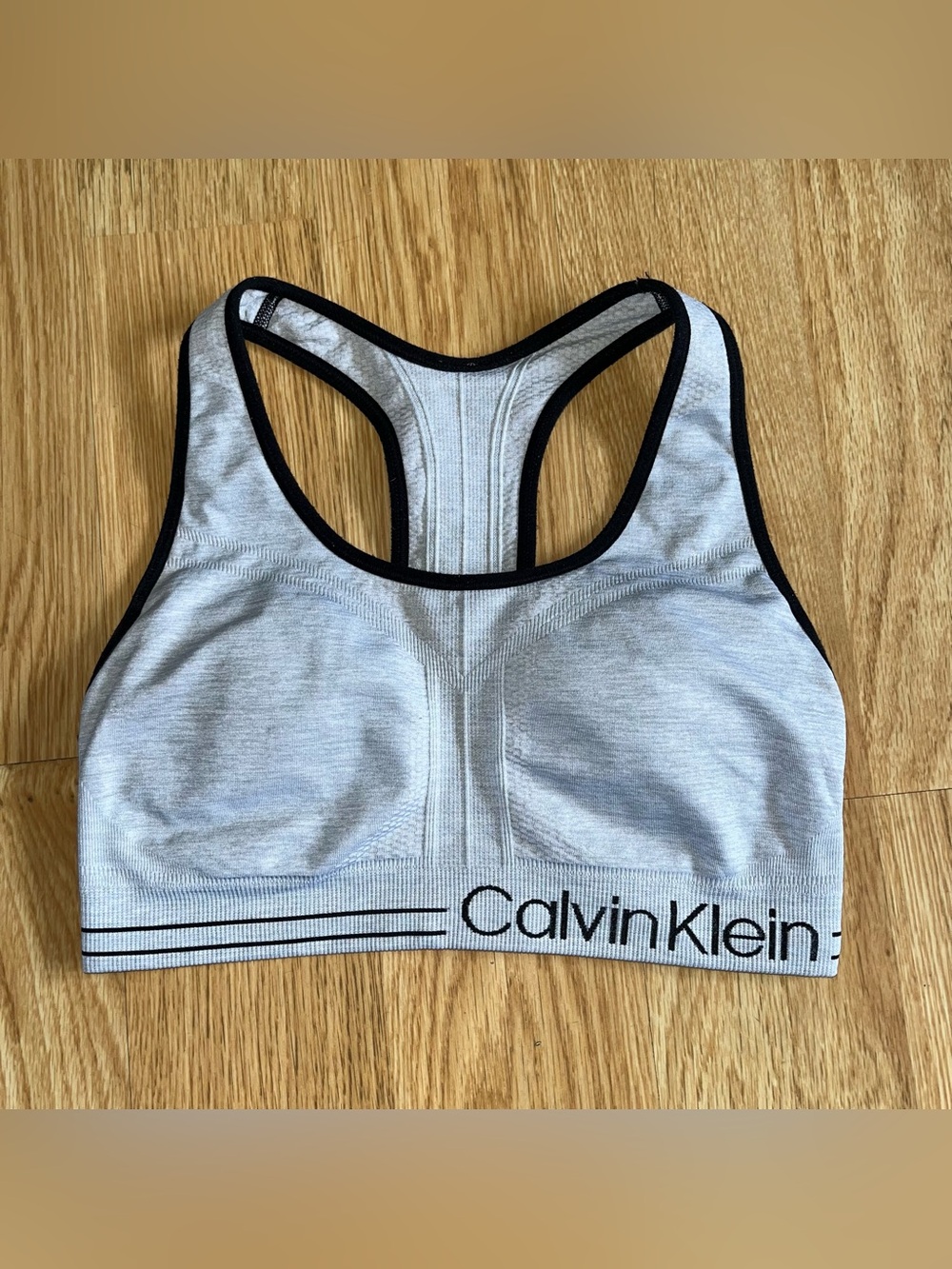 Calvin Klein Performance Sports Bra XS Gray/Black Racerback Pullover Wireless